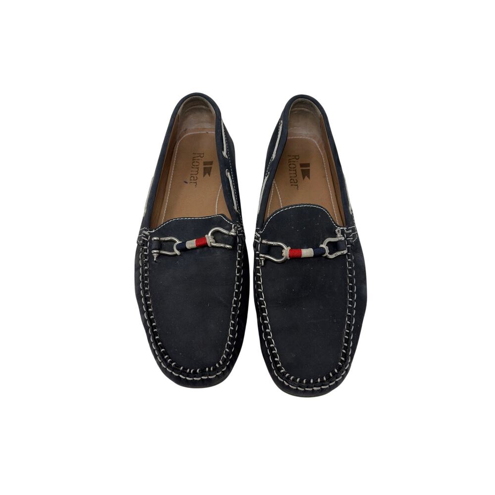 Riomar men navy blue leather Waterman boat shoes sz 10